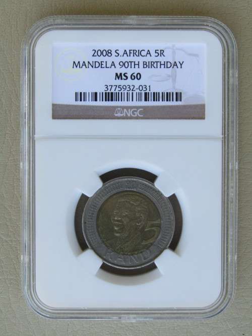SUPER SCARCE MS60 : MANDELA 2008 BIRTHDAY R5 : GRADED BY NGC