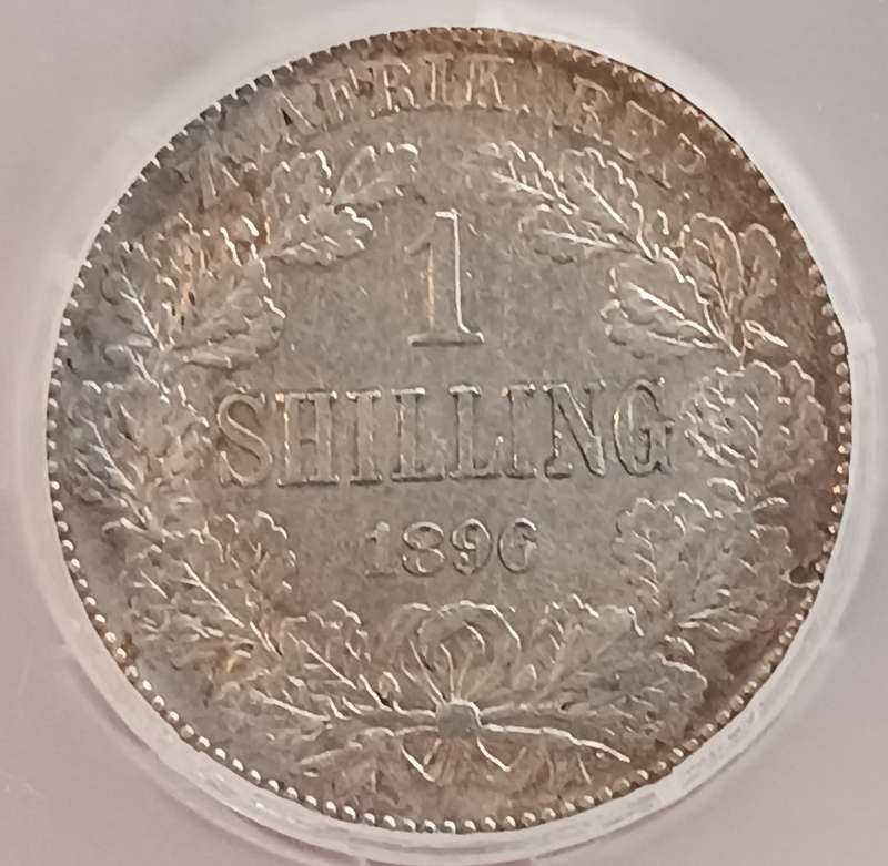 ***ZAR 1896 SHILLING AU50 BY SANGS ***