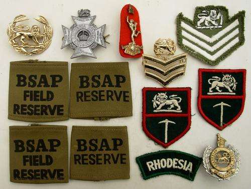 LOT OF RHODESIA PATCHES, BADGES etc. (13 ITEMS) BSAP, ETC