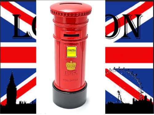 FORGOT YOU'RE GIFT FROM LONDON!!! RED POSTBOX MONEY BANK!!