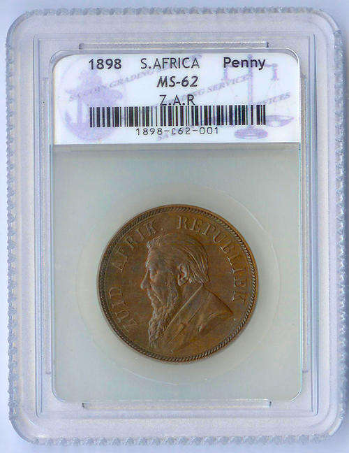 1898 ZAR Penny graded MS 62