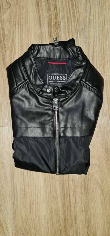 100% Original Guess Mens Faux Leather Biker Jacket - Medium (Retail R1999)