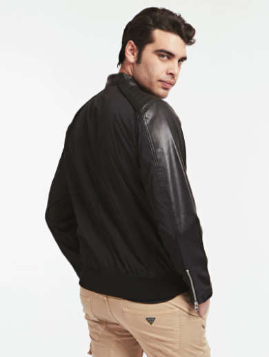 100% Original Guess Mens Faux Leather Biker Jacket - Medium (Retail R1999)
