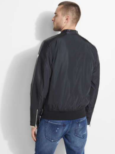 100% Original Guess Mens Faux Leather Biker Jacket - Medium (Retail R1999)