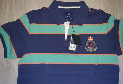 100% Original Polo MENS SS STRIPE CUSTOM FIT GOLFER P101011200934 - X-Large (Retail R599)