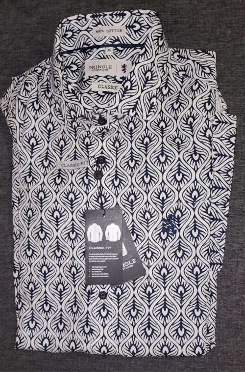 PRINGLE of Scotland Formal Shirt (Short Sleeve) - Large (Retail R1599) - Classic Fit - 100% Cotton