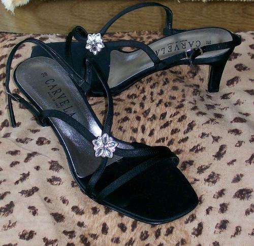 Black strappy sling back Carvela evening sandal