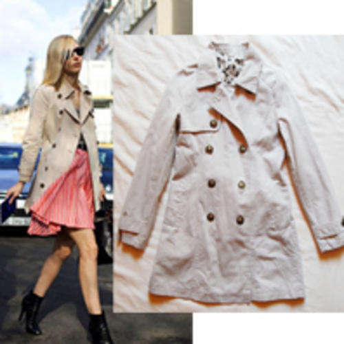 NEWYORKER STYLE COTTEN Light Gray Trench Coat