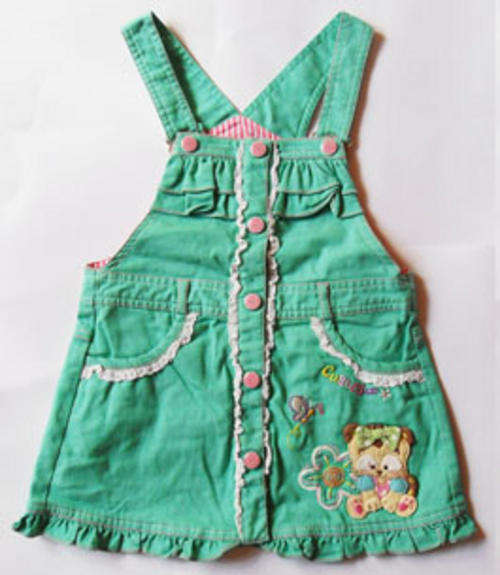 Cream Yellow Green Denim Dress Size for 5~6Y
