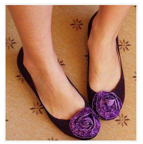 X-MAS BIG BARGAIN - FLOWER BLING BLIG CORSAGE FLAT SHOES SIZE FOR 6