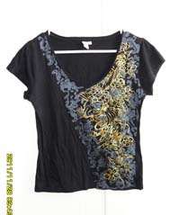 Golden Printed On the Black Jerjey Top. Size for L