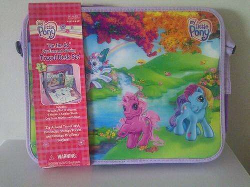 My Little Pony - 2005 "On the Go" Dry Erase and Coloring Travel Desk Set