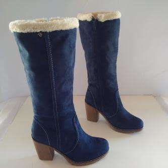 Denim Look Suede Boots