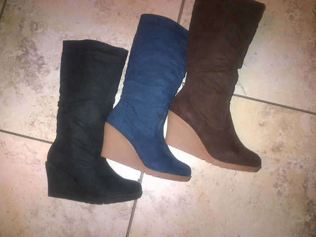 Full Zip Suede Wedge Boots