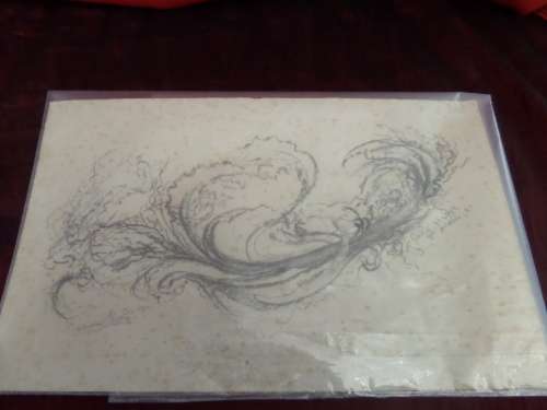Cecil Higgs 1898-1986 preparation pencil sketch  signed Cecil Higgs 9 April 81 (plant)