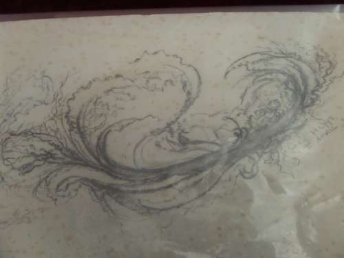 Cecil Higgs 1898-1986 preparation pencil sketch  signed Cecil Higgs 9 April 81 (plant)