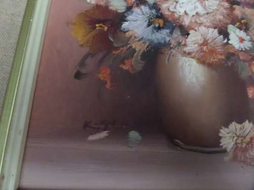 Oil Painting on Board Artist K Stone (Flowers)