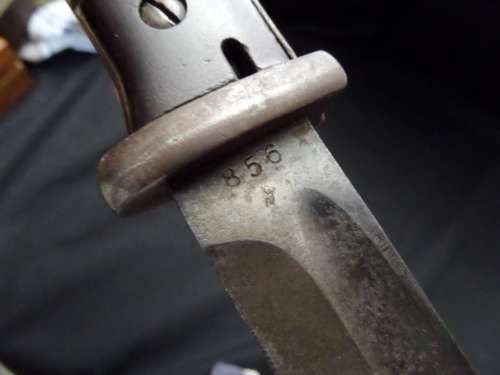 WW 2 German K98 Bayonet ( with markings 856 42 c v l )
