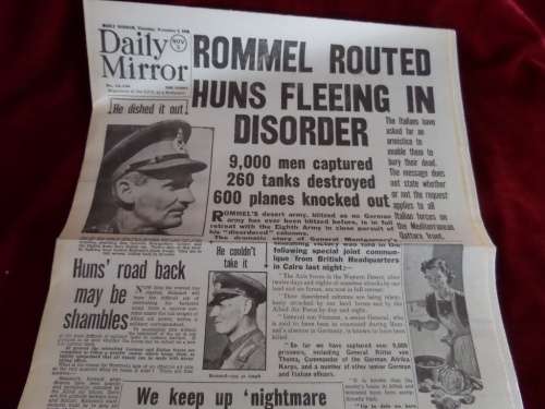 Daily Mirror Thusday 5 November 1942 Newspaper Rommel routed Huns Fleeing in Disorder