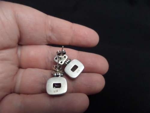 Pair of 925 Earings with Blue Stone in Beautiful Condition (9.1grams)