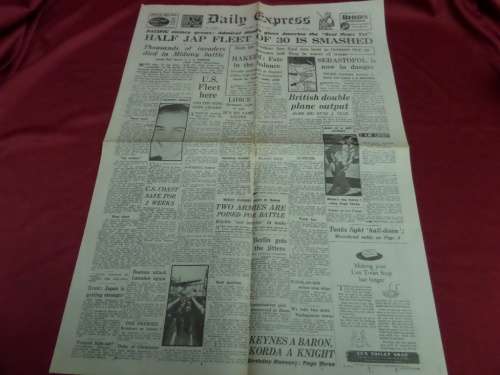 WW 2 Daily Express Newspaper Thursday 11 June 1942 Good condition