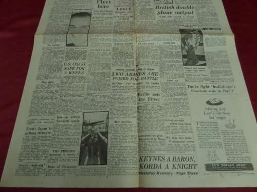 WW 2 Daily Express Newspaper Thursday 11 June 1942 Good condition
