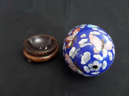 Clossenay Egg with Beautiful Butterflies Images on Wooden Stand