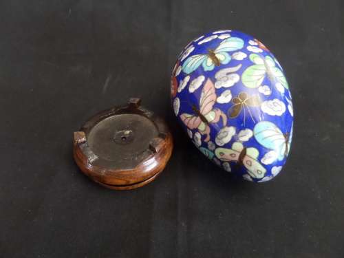 Clossenay Egg with Beautiful Butterflies Images on Wooden Stand