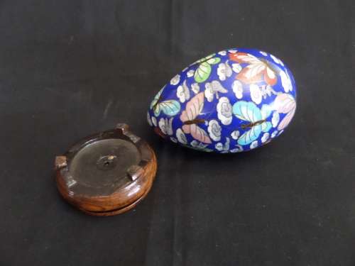 Clossenay Egg with Beautiful Butterflies Images on Wooden Stand