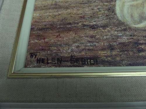 Helen Sebidi Oil on Board (Artwork 30cm x 48 cm) Frame 38cm x 56cm