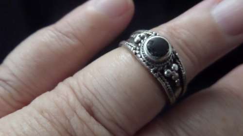 925 Silver Ring with Black Stone Dim 16mm 4,8 grams