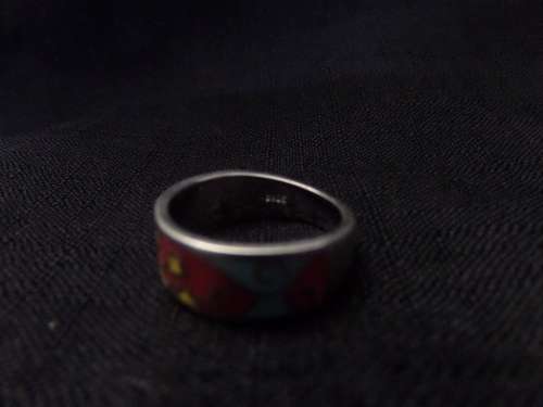 925 Silver Ring with Interesting Colour Design Dim18mm 5.3grams