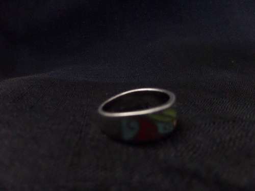 925 Silver Ring with Interesting Colour Design Dim18mm 5.3grams