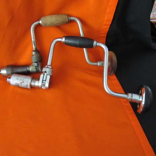2 x Vintage Old Antique Hand Drills (Wood)
