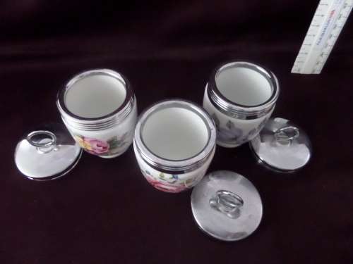 3x Royal Worcester Porcelain Egg Coddlers Floral Design