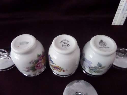 3x Royal Worcester Porcelain Egg Coddlers Floral Design