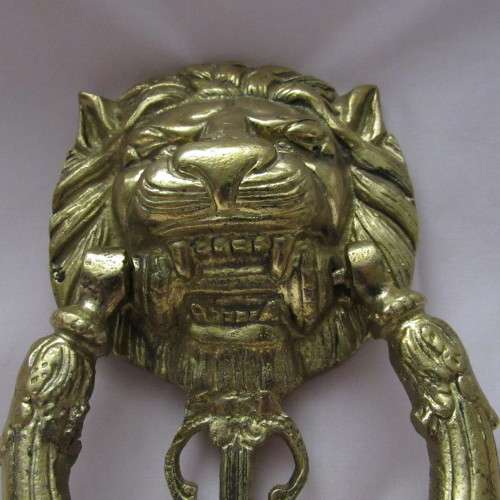 Big Vintage Brass Door Knocker 22 cm Lion and a Ram