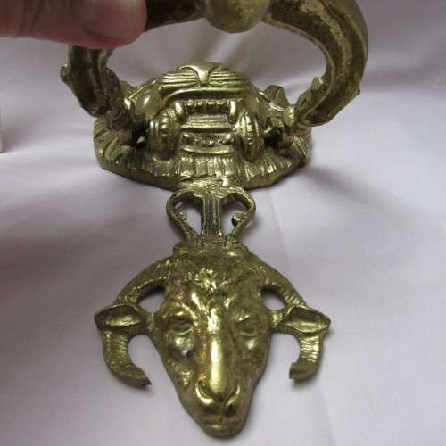 Big Vintage Brass Door Knocker 22 cm Lion and a Ram