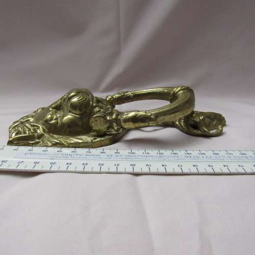Big Vintage Brass Door Knocker 22 cm Lion and a Ram