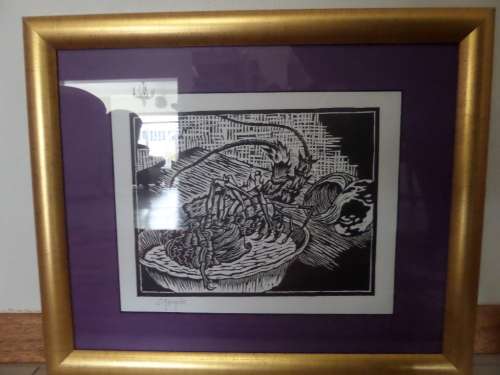 Linocut Gregoire Boonzaier 1909-2005 Cape Crayfish in Beautiful Frame