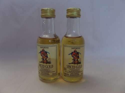 2 Miniature Imported Spice Gold Rum Bottles Sealed 50ml