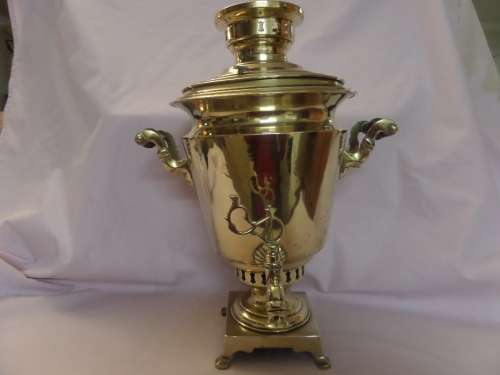 1800's Antique Brass Russian Samovar with Hallmarks H.A and other faded Hallmarks  45 cm High