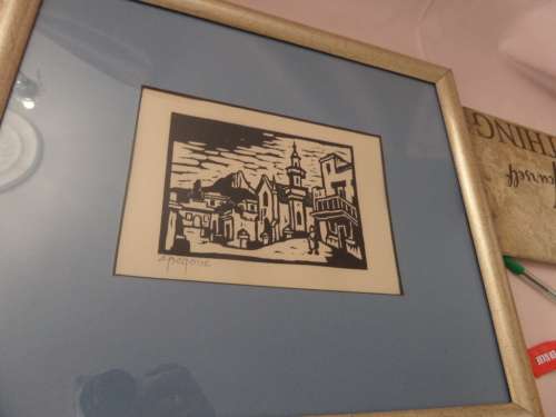 Gregoire Boonzaier 1909 -2005 Linocut -Street Scene District Six