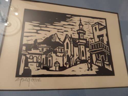 Gregoire Boonzaier 1909 -2005 Linocut -Street Scene District Six