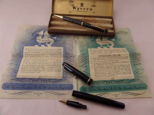 The Wyvern British Made Fountain Pen and Pencil Set Leicester England