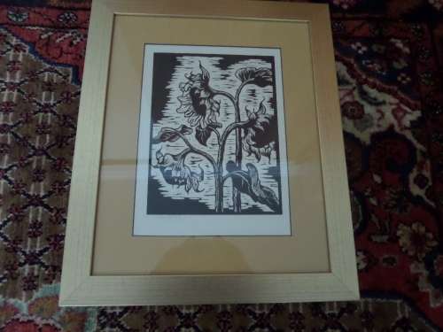 Gregoire Boonzaier 1909 - 2005 Linocut Sunflowers - Signed in Pencil and dated 1978