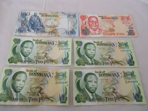 6 x Bank of Botswana Notes ( to the value of 160 Pula )