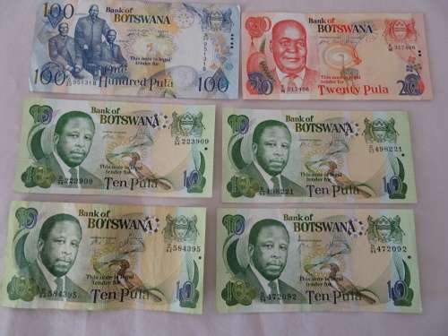 6 x Bank of Botswana Notes ( to the value of 160 Pula )