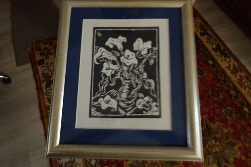 Gregoire Boonzaier 1909 - 2005 Linocut  Varkblomme  - Signed in Pencil