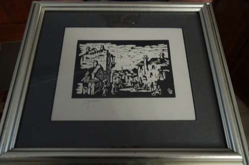 Gregoire Boonzaier 1909 - 2005 Linocut  Bo-Kaap  - Signed in Pencil